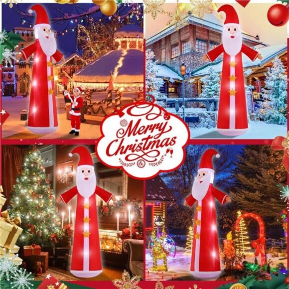 Amazon.com: 12 Ft by 7 Ft Giant Christmas Inflatables Santa  12FT Christmas Inflatables, Giant Santa Christmas Inflatable Outdoor